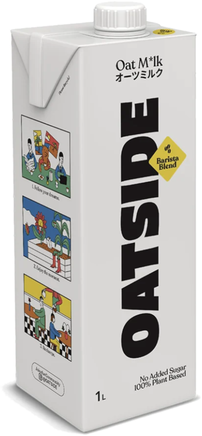 A 1-liter carton of Oatside Oat Milk, Barista Blend